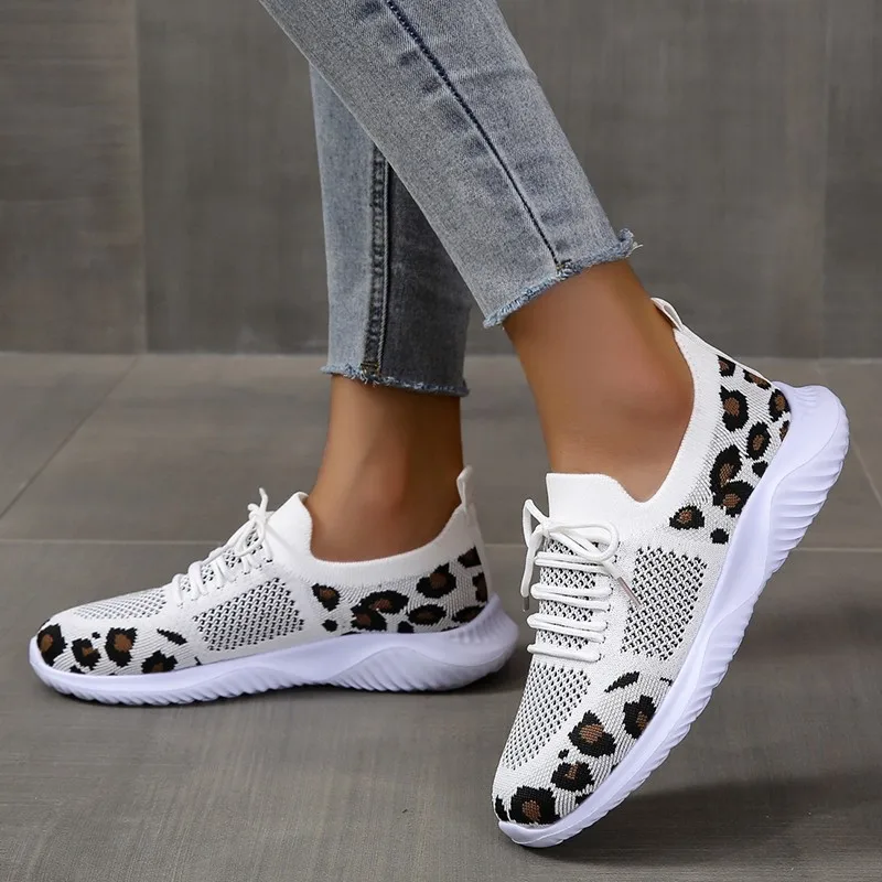 Knit Fabric Lace Up Sneakers - 새로운 여름용 여성용 니트 메쉬 소재의